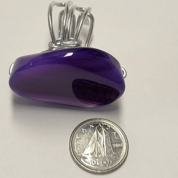 Purple Agate Oval Ring Adjustable Band - Picture 5 of 10